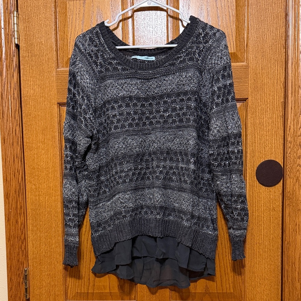 Maurices Charcoal and Black Knit Sweater